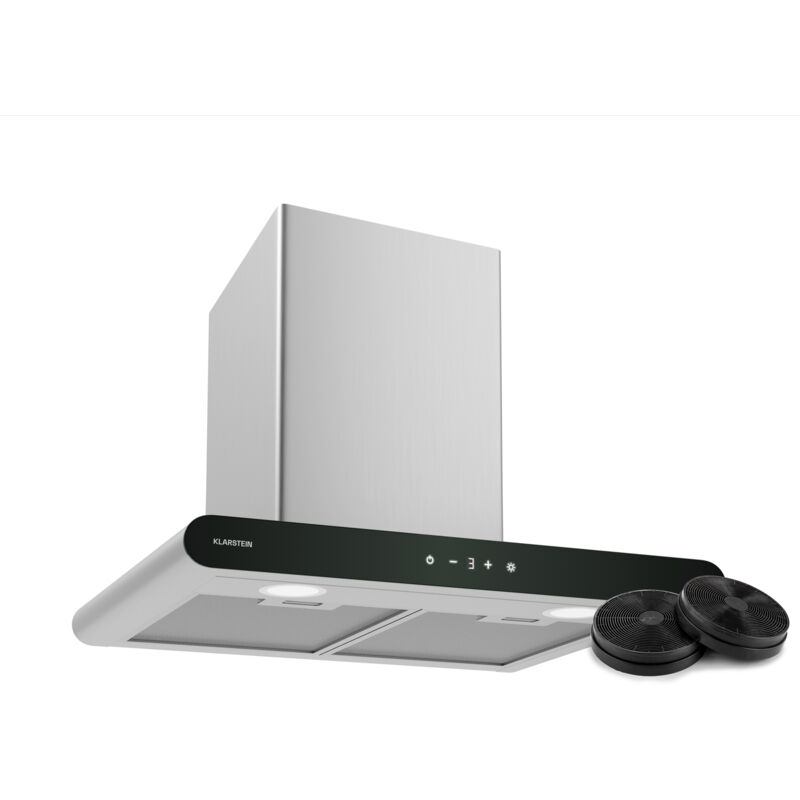 Klarstein - CurveVent Hotte Murale - 60cm Hotte Aspirante, 700 m³/h, Éclairage led, a+ Énergie, Tactile, Silencieuse 56 dB, Filtre à Charbon, Noir