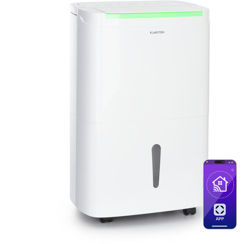 Klarstein - DryFy Connect 30 Déshumidificateur d'air compression 30L/24h - Blanc