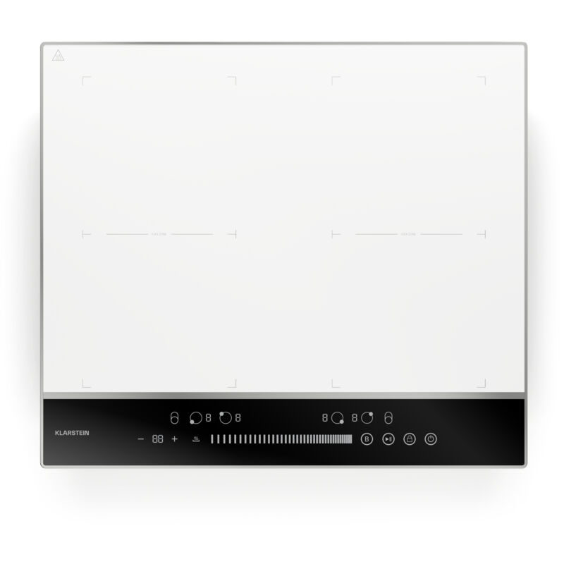 Klarstein - DualTone Flex Plaque de Cuisson à Induction - 4 Zones Flexibles, 7200 w, Commande par Curseur, Thermoboost, Minuterie, Cadre Aluminium,