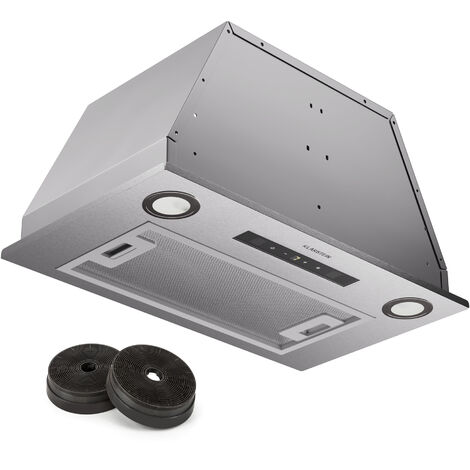 Klarstein Dunstabzugshaube, Abluft/Umluft-Dunstabzugshaube mit Filter, LED-Beleuchtung, Timer & Touch-Bedienfeld, Leise Einbau-Abzugshaube mit 439 m³/h Luftstrom, Effizienter Edelstahl-Dunstabzug