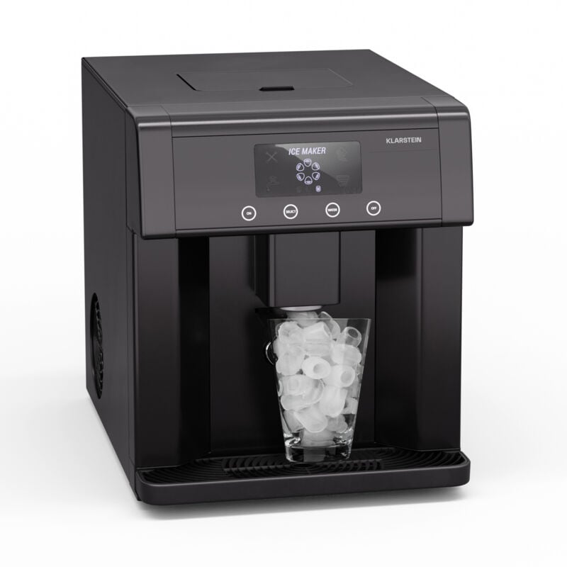 Klarstein - Eiszeit Machine à glaçons - 15 kg/24 h, 3 tailles, écran tactile, réservoir 3 l, acier inoxydable, machine pour glaçons maison, Ice Maker