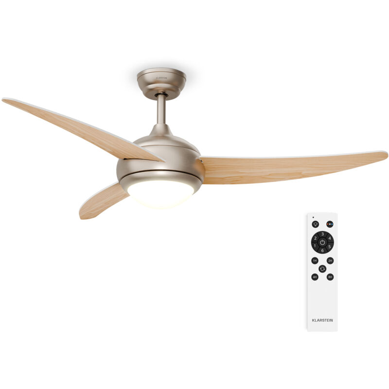 Klarstein El Paso Deckenventilator Mit Beleuchtung & Fernbedienung – 3 Flügel, 6 Stufen, 3 Lichtfarben, Leise, Innen & Außen, 132cm,