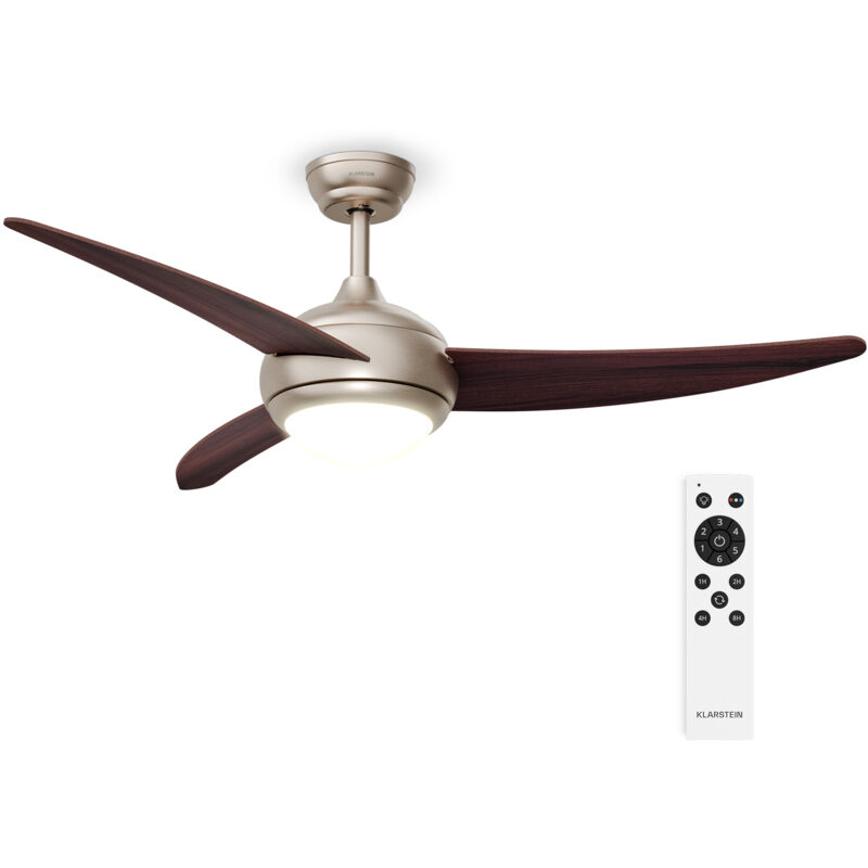 Klarstein El Paso Deckenventilator Mit Beleuchtung & Fernbedienung – 3 Flügel, 6 Stufen, 3 Lichtfarben, Leise, Innen & Außen, 132cm,