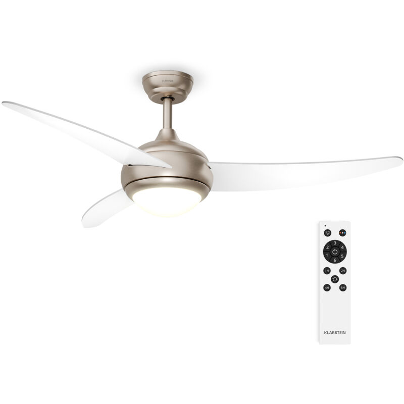 Klarstein El Paso Deckenventilator Mit Beleuchtung & Fernbedienung – 3 Flügel, 6 Stufen, 3 Lichtfarben, Leise, Innen & Außen, 132cm,