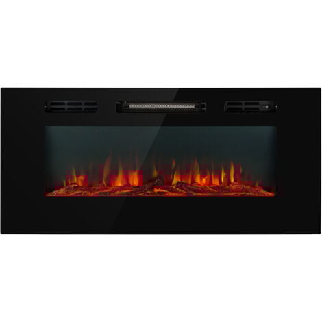 Klarstein Electric Fireplace, Electric Log Burner Indoor, 1800W Electric Fire Wall Mount Flame Electric Fire Place with LED Flame Effect, Fake Fireplace, Remote Control, Adjustable Thermostat Timer