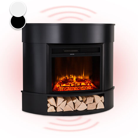Klarstein Elektrokamin, Elektro Heizungen für Wohnzimmer & Innenräume, Elektrischer Kamin mit LED Flammen, Kamin Freistehend, Heizlüfter mit Timer, App-Control, Auto-Temperaturregelung, Heizung 1800W