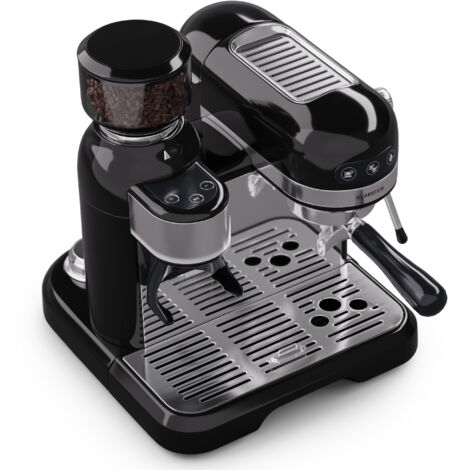 Klarstein Espresso Siebträgermaschine mit Milchaufschäumer, 1,4L Retro Mini-Espressomaschine mit Siebträger, 1550W Kaffeemaschine Klein, 0,5L Milchtank, Thermoblock, Kaffeemaschine für Cappuccino