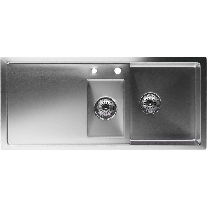 Klarstein - vier de cuisine 100x45 cm en acier inoxydable avec trop-plein et filtre inclus - Égouttoir à vaisselle, robinet de cuisine, égouttoir à