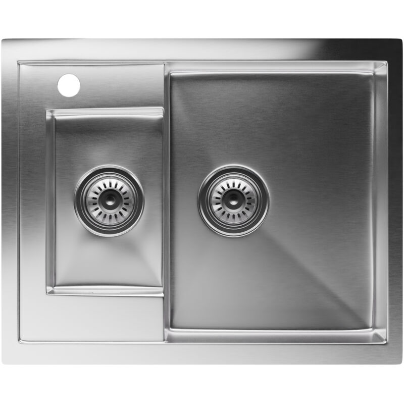 Klarstein - vier de cuisine 61x50 cm en acier inoxydable, avec trop-plein et filtre - avec égouttoir à vaisselle et robinet de cuisine, parfait pour