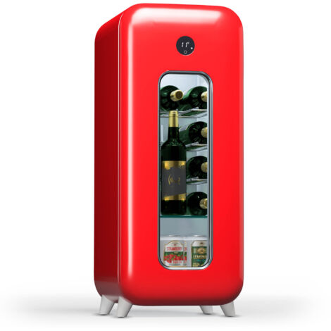 Klarstein free-standing wine fridge 1 zone, drinks fridge small, small wine cabinet, wine cooler small with glass door, indoor/outdoor bottle fridge, wine fridge, 15 bottles