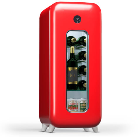 Klarstein Freistehender Weinkühlschrank 1 Zone, Getränkekühlschrank Klein, Kleiner Weinschrank, Wein-Kühlschrank Klein mit Glastür, Indoor/Outdoor Flaschenkühlschrank, Wine Fridge, 15 Flaschen