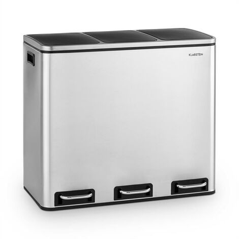 Klarstein Grandmaster Trash Cestino a Pedale 54l / 3x18L silenzioso PP Acciaio Inox