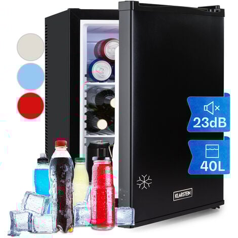 Klarstein Happy Hour Mini Frigo de Chambre Ultra Compact, Mini Bar, Refrigerateur Aliments, Boissons, Etagères Réglables, Petit Frigo Camping, Voiture, Mini Frigo Cosmetique, Silencieux, 5-15°C, 40L