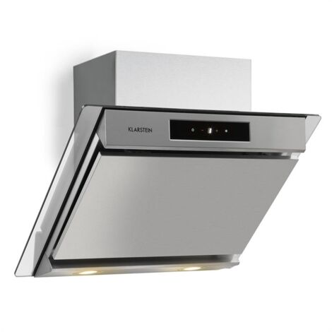 Klarstein – Hotte aspirante inclinée 60cm – Débit d'air 640m³/h – Moteur 210W – Éclairage LED – Panneau tactile – Installation murale