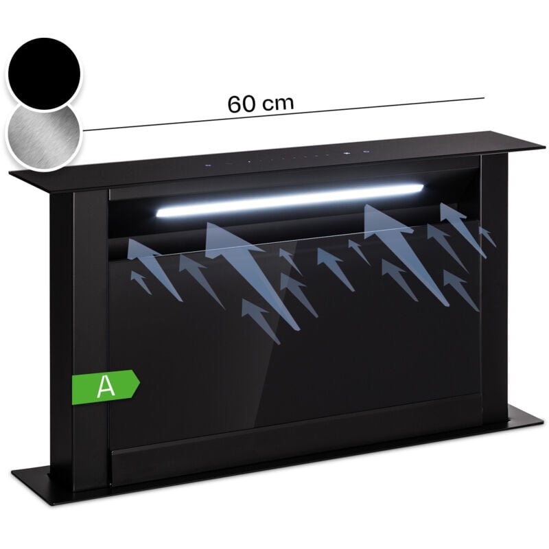 Klarstein - Hotte Aspirante 60cm, Hottes de Cuisine 2 en 1 à Aspiration Descendante, Débit d'Air de 682 m³/h, 8 Modes de Ventilation, Eclairage led,