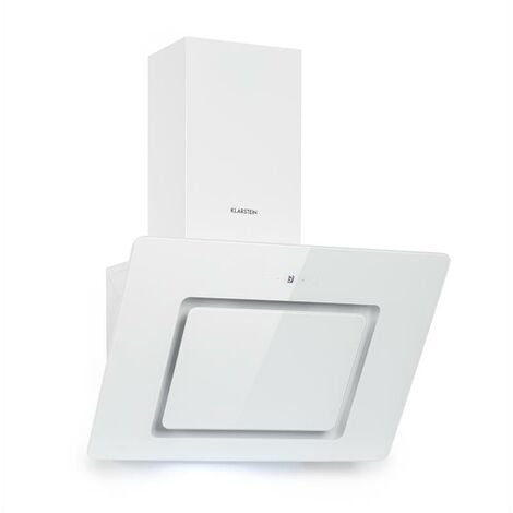 Klarstein Hotte Aspirante 60cm, Hottes de Cuisine Inclinées, Filtre de Hotte en Aluminium, Débit d'Air Puissant 300m³/h, LED, Ecran Tactile, Extracteur d'Air Silencieux, Hotte Efficace avec Evacuation