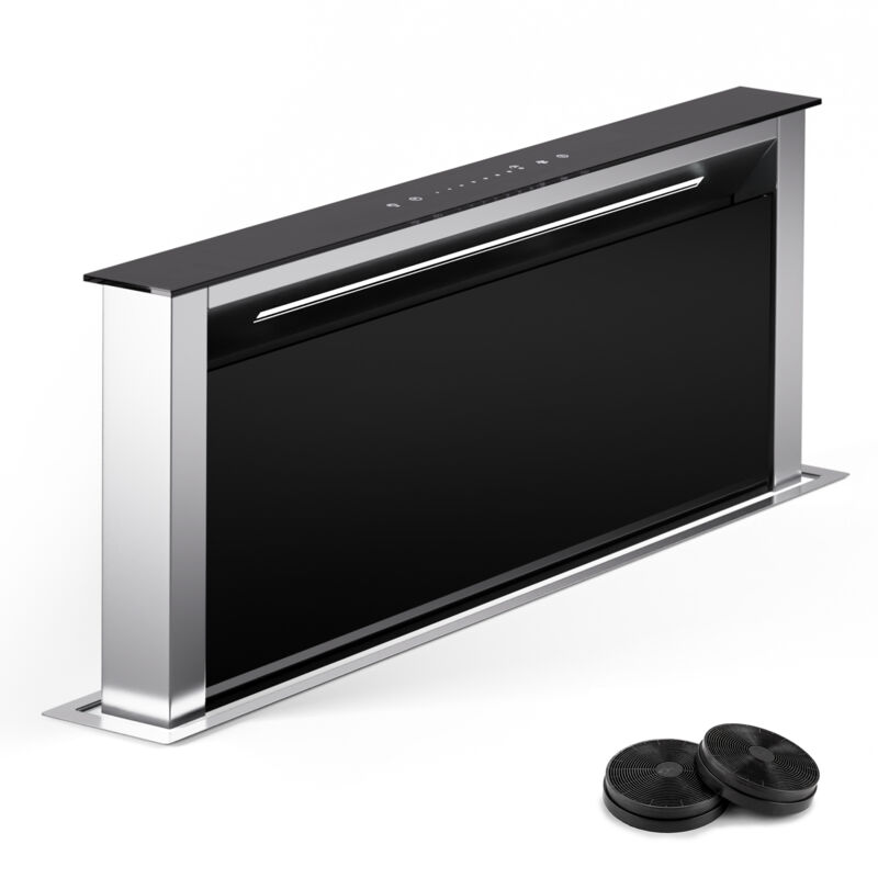 Royal Flush Eco 75 Dunstabzugshaube 75 cm 714 m³/h EEK A++ inkl. Aktivkohlefiltern Edelstahl Schwarz