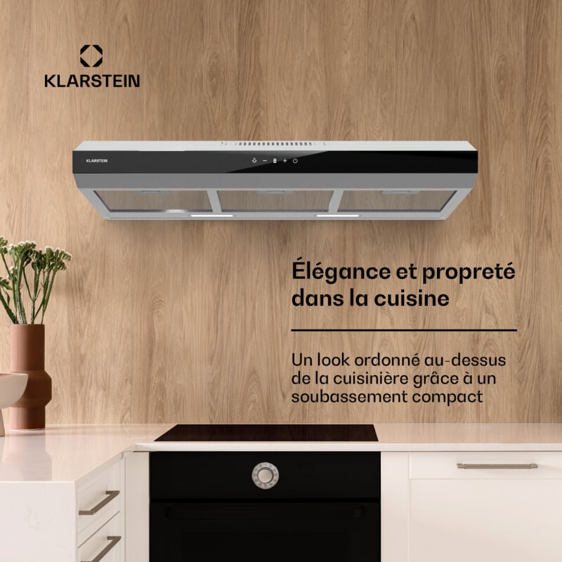 Klarstein - Hotte Aspirante 90 cm Hotte Aspirante Silencieuse Hotte de Cuisine 90cm avec Lampes led Débit d'Air Puissant de 175 m³/h Hotte avec