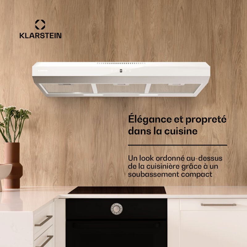 Klarstein - Hotte Aspirante 90 cm Hotte Aspirante Silencieuse Hotte de Cuisine 90cm avec Lampes led Débit d'Air Puissant de 175 m³/h Hotte avec