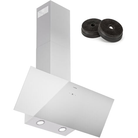 Klarstein Hotte Aspirante 90 cm Hotte Aspirante Silencieuse Hotte de Cuisine 90cm avec Lampes LED Débit d'Air Puissant de 305 m³/h Hotte avec Évacuation Filtre à Graisse en Aluminium Blanc