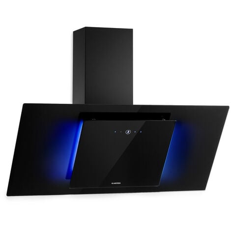 Klarstein Hotte Aspirante 90cm, Hottes de Cuisine Inclinées, Filtre de Hotte en Aluminium, Débit d'Air Puissant 426m³/h, LED, Ecran Tactile, Extracteur d'Air Silencieux, Hotte Efficace avec Evacuation