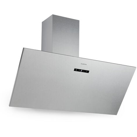 Klarstein Hotte Aspirante 90cm, Hottes de Cuisine Inclinées, Filtre de Hotte en Aluminium, Débit d'Air Puissant 68m³/h, LED, Ecran Tactile, Extracteur d'Air Silencieux, Hotte Efficace avec Evacuation