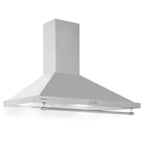 Klarstein – Hotte aspirante cheminée 90 cm – Débit 610 m³/h – Puissance 165W – Acier inoxydable avec éclairage LED – Panneau de commande frontal