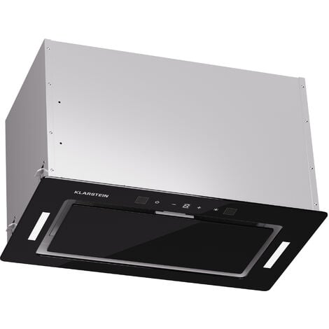 Klarstein Hotte Aspirante Encastrable 52 cm, Hotte Aspirante Silencieuse, Hotte de Cuisine avec Lampes LED, Débit d'Air Puissant 466 m³/h, Minuterie, Commandes Tactiles, Hotte avec Évacuation