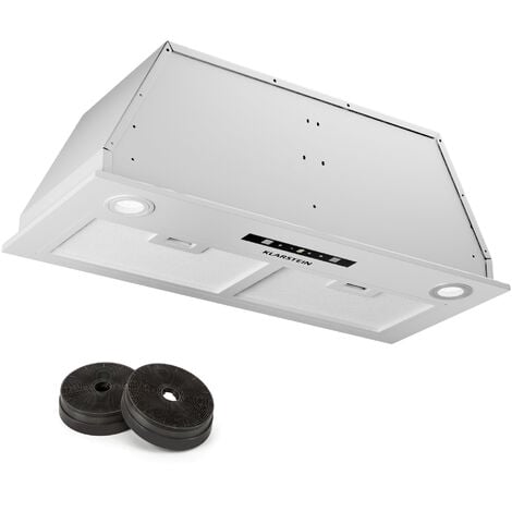 Klarstein Hotte Aspirante Encastrable 72 cm Hotte Aspirante Silencieuse Hotte de Cuisine avec Lampes LED Débit d'Air Puissant 439 m³/h Minuterie Commandes Tactiles Hotte avec Évacuation Blanc