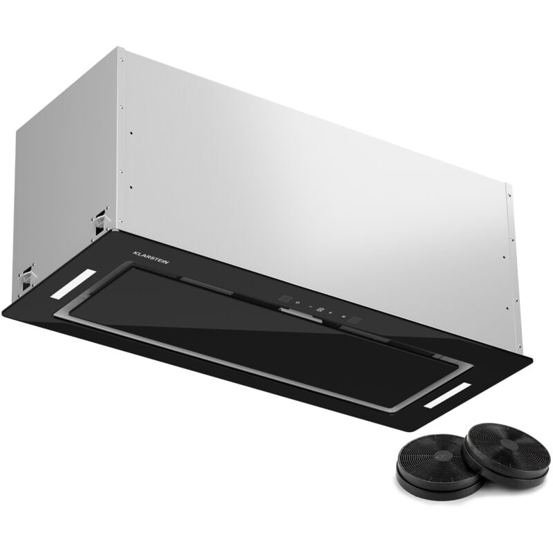 Klarstein - Hotte Aspirante Encastrable 72 cm, Hotte Aspirante Silencieuse, Hotte de Cuisine avec Lampes led, Débit d'Air Puissant 466 m³/h,