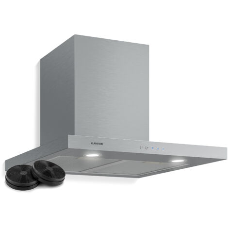 Klarstein – Hotte aspirante inclinée 60cm – Débit d'air 600m³/h – Filtre aluminium lavable – Écran tactile – Éclairage LED – Installation murale