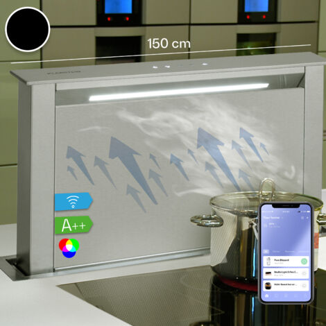 Klarstein – Hotte aspirante plafond 60 cm – Débit d'air 576 m³/h – Panneau Touch-To-Slide – Éclairage commutable plaque de cuisson