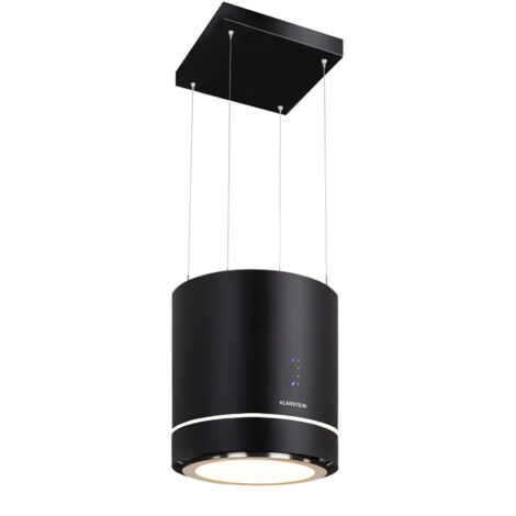 Klarstein – Hotte îlot aspirante Ø 38 cm 540 m³/h – Classe A – Éclairage LED – Filtres à charbon actif – Design moderne pour cuisines spacieuses