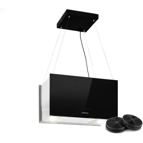 Klarstein – Hotte îlot aspirante 60cm 590 m³/h – Éclairage LED intégré – Classe A – Filtres à graisse lavables – Installation simple
