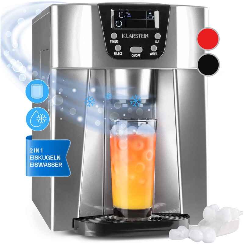 Klarstein - Ice Volcano 2GS Machine à glaçons led 12kg - argent