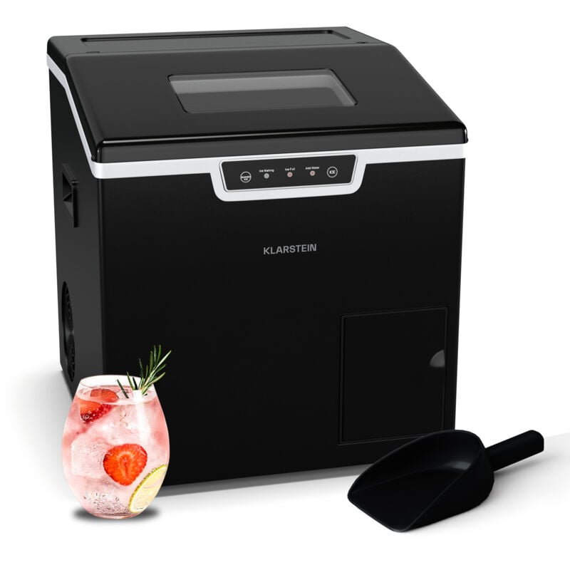 Klarstein - Icefestival Cube machine à glaçons - 20 kg/24 h, glaçons et glmace pilée, 400 w, réservoir 1,8 l, bac à glace 1,9 kg, panneau led,