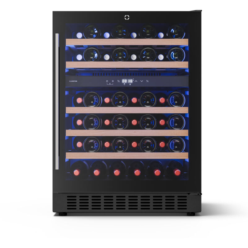 Klarstein Illuminosa Cave à Vin Encastrable - 46 Bouteilles, Double Zone, 5-22°C, LED, Porte UV, Silencieuse, Sous Comptoir, Frigo Vin