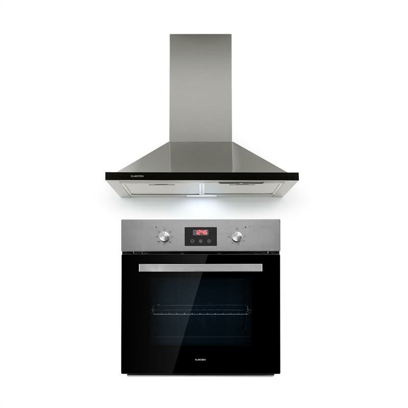 Kalahari Galina ensemble four encastrable + hotte aspirante noire inox