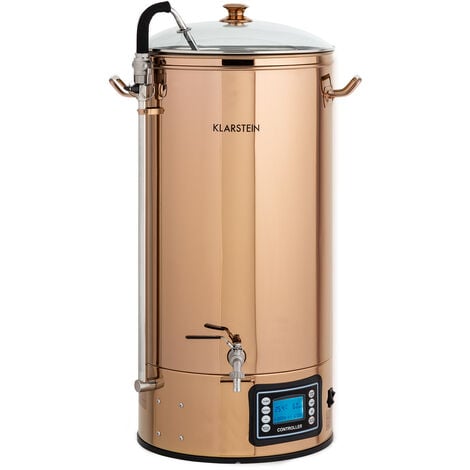 Klarstein Kit Biere a Faire Soi Meme, Kit de Brassage Bière Complet avec Cuve de Brassage de 3000W, 50L, Acier Inoxydable, Mode Automatique, Kit Fabrication Biere, Cuve de Fermentation, Kit Brasseur - - Cuivre