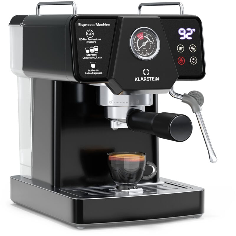 Klarstein - Libeica machine à café en grains – 19 bars, 1350 w, acier inoxydable, buse vapeur, réservoir 1,8 l, panneau tactile, pour expresso & café
