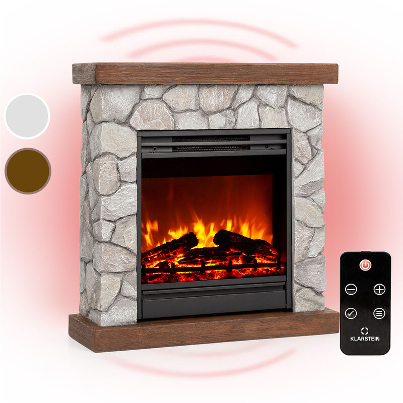 Chauffage électrique - Klarstein Lienz - Fausse cheminée - 1800W - Télécommande - Polystone - Brun