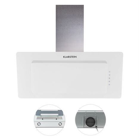 Klarstein Lorea Hotte aspirante tête libre 90cm 280m³/h LED - verre blanc