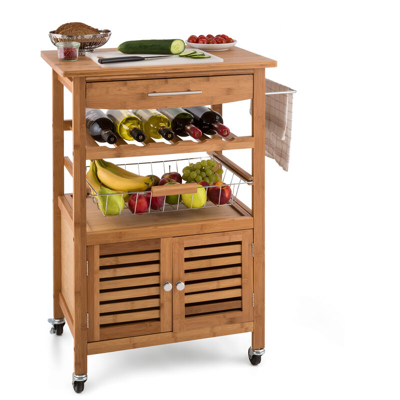 

Louisiana Carro de cocina Trolley 4 niveles Bambú