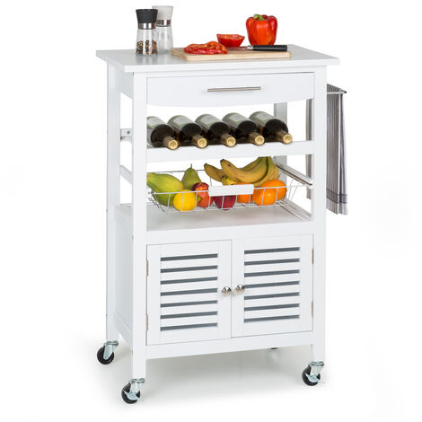 Klarstein louisiana chariot de service chariot de cuisine 5 plateaux bois - blanc