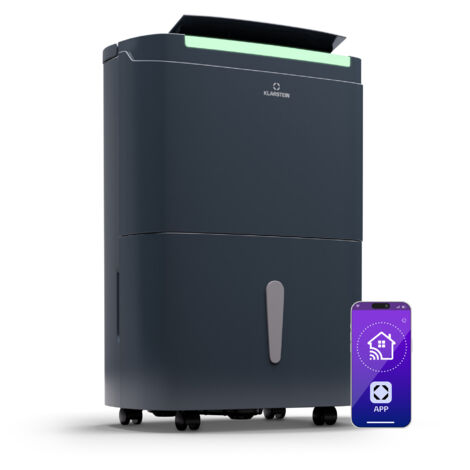 Klarstein Luftentfeuchter Elektrisch bis 30m2, Smart Luftentfeuchter für Wohnung, Bad & Keller, Luft-Entfeuchter Leise, Elektrischer Dehumidifier mit WLAN IoT App, Bautrockner mit 30 L Kapazität