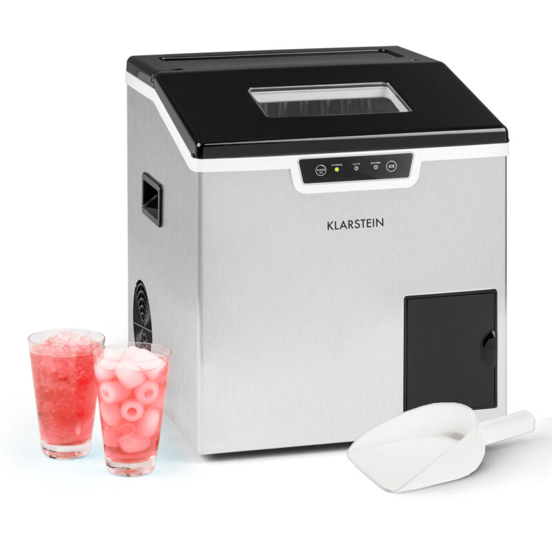Klarstein - Machine a Glacons pour la Maison, Capacité de 3L, Fabrique Rapidement Jusqu'à 20kg de Glacons Concassée ou en Balles, Machine à Glaçons,