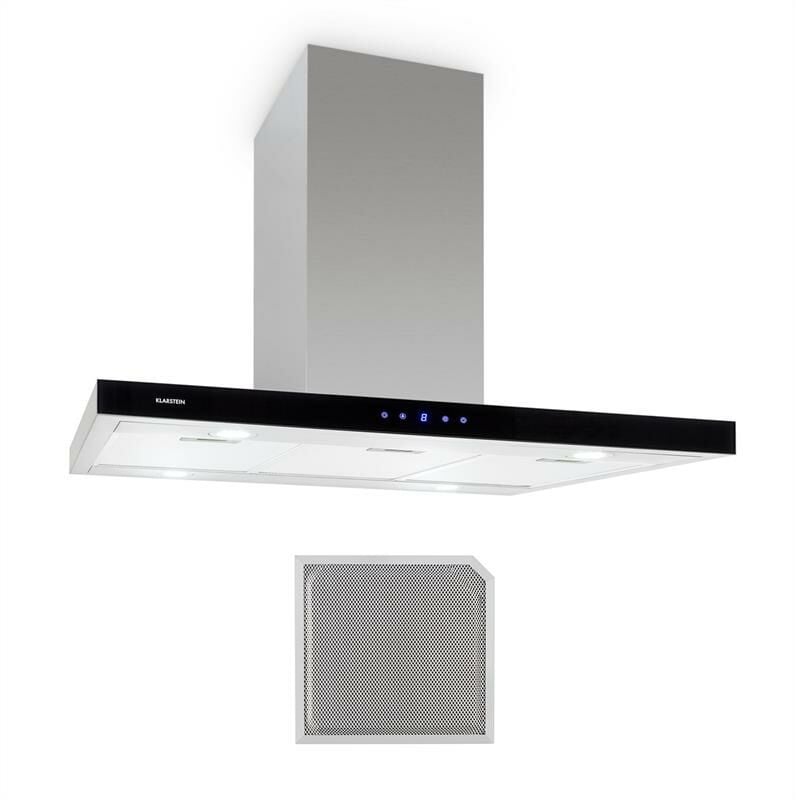 Madonna Hotte îlot 90cm + filtre recyclage d'air 500 m³/h inox