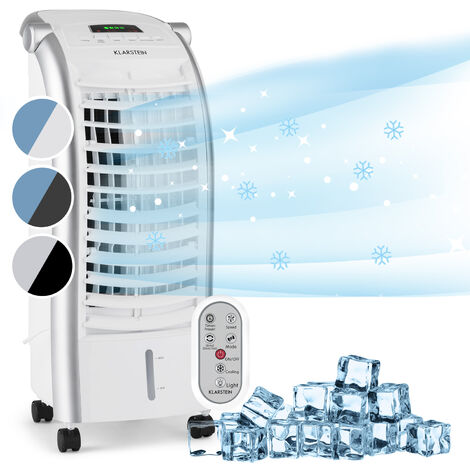 KLARSTEIN Maxfresh - Refroidisseur d'air 3-en-1 - humidificateur, Ventilateur, Refroidisseur, 65W, 444 m³/h, 4 Vitesses, Modes: Normal/Nature/Nuit, minuterie jusqu'à 15h, réservoir: 6L - Gris/Argent