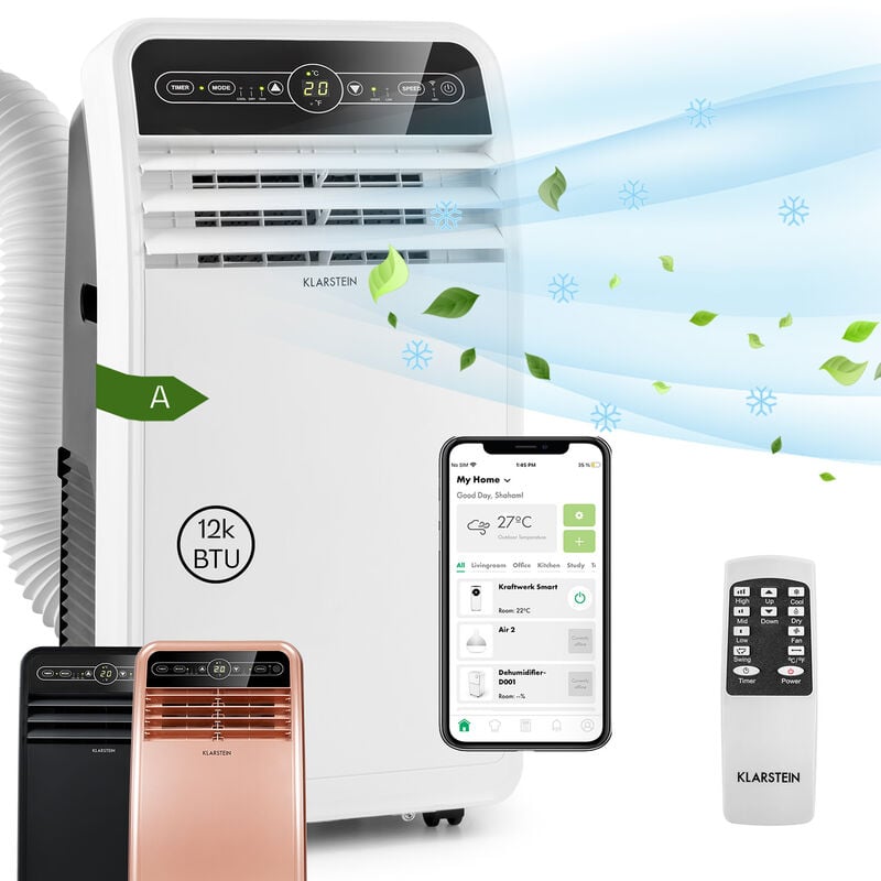 

Klarstein - Metrobreeze New York Smart 12k Aire acondicionado portátil 12 000 BTU/3,5 kW EEC A Mando a distancia