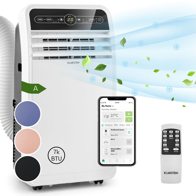 

Klarstein - Metrobreeze New York Smart 7k Aire acondicionado portátil 7000 BTU/2,1 kW EEC A Mando a distancia